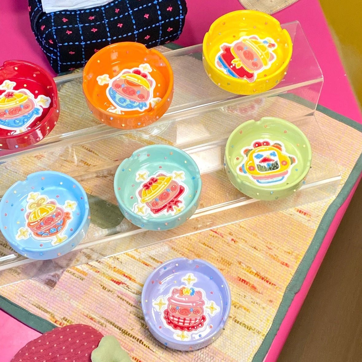 Playful Polka Dot Ceramic Ash Trays - Modern Ashtrays with Decorative Dots, Multi - Use Candy or Trinket Dishes - Artisan’s Reverie